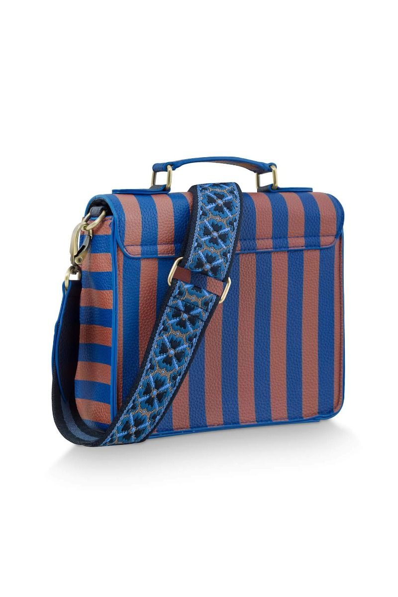 Frances Schultertasche Klein Streifen Blau