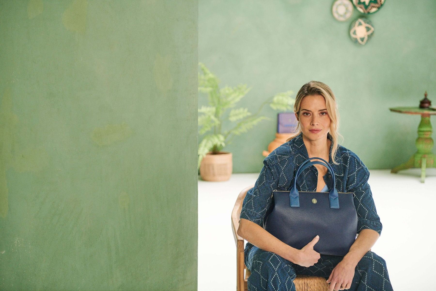 Fia Handtasche Gross Blau