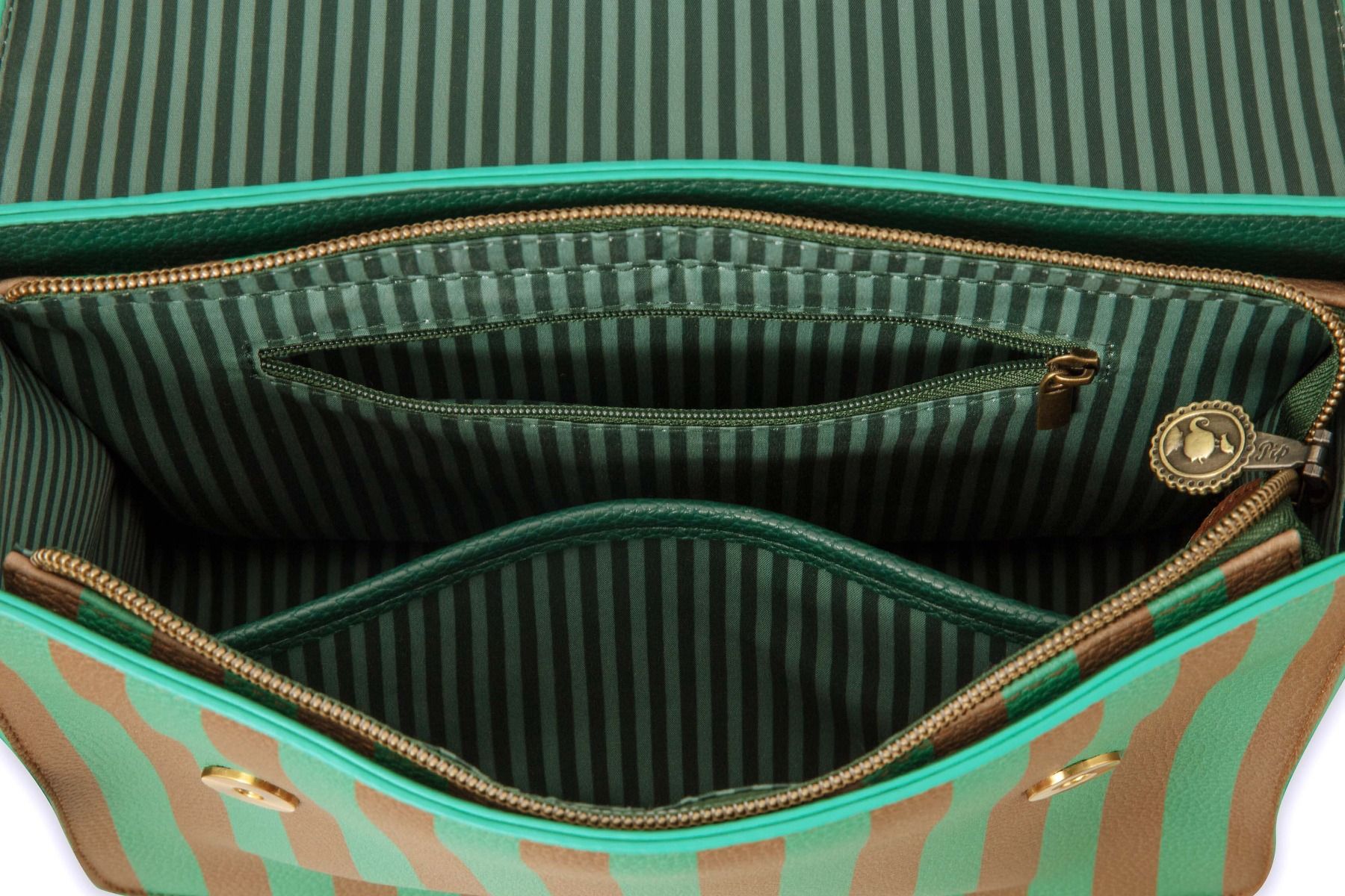 Frances Schultertasche Mittel Streifen Grün