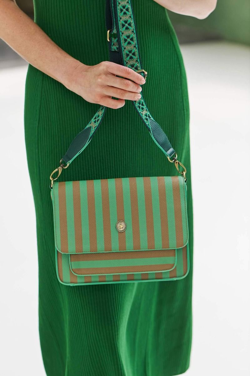 Fenna Schultertasche Mittel Streifen Grün