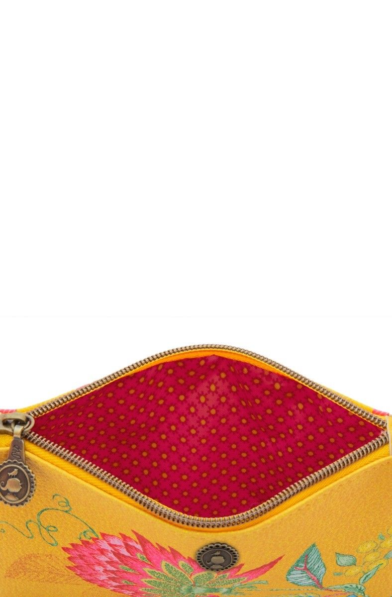 Flaches Necessaire Klein Jambo Flower/Blurred Lines Gelb