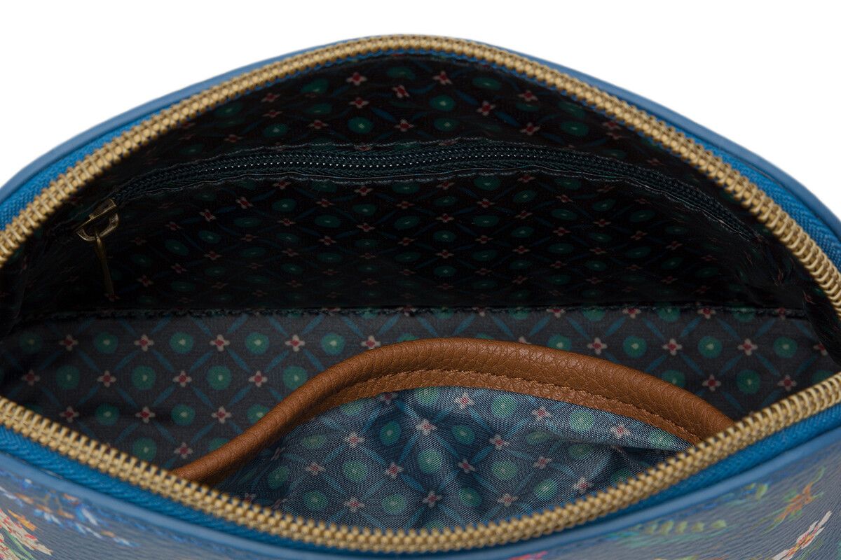 Cosmetic Bag Triangle Small Petites Fleurs Dark Blue