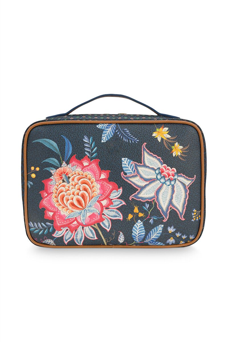 Beauty Case Square Large Flower Festival Dark Blue