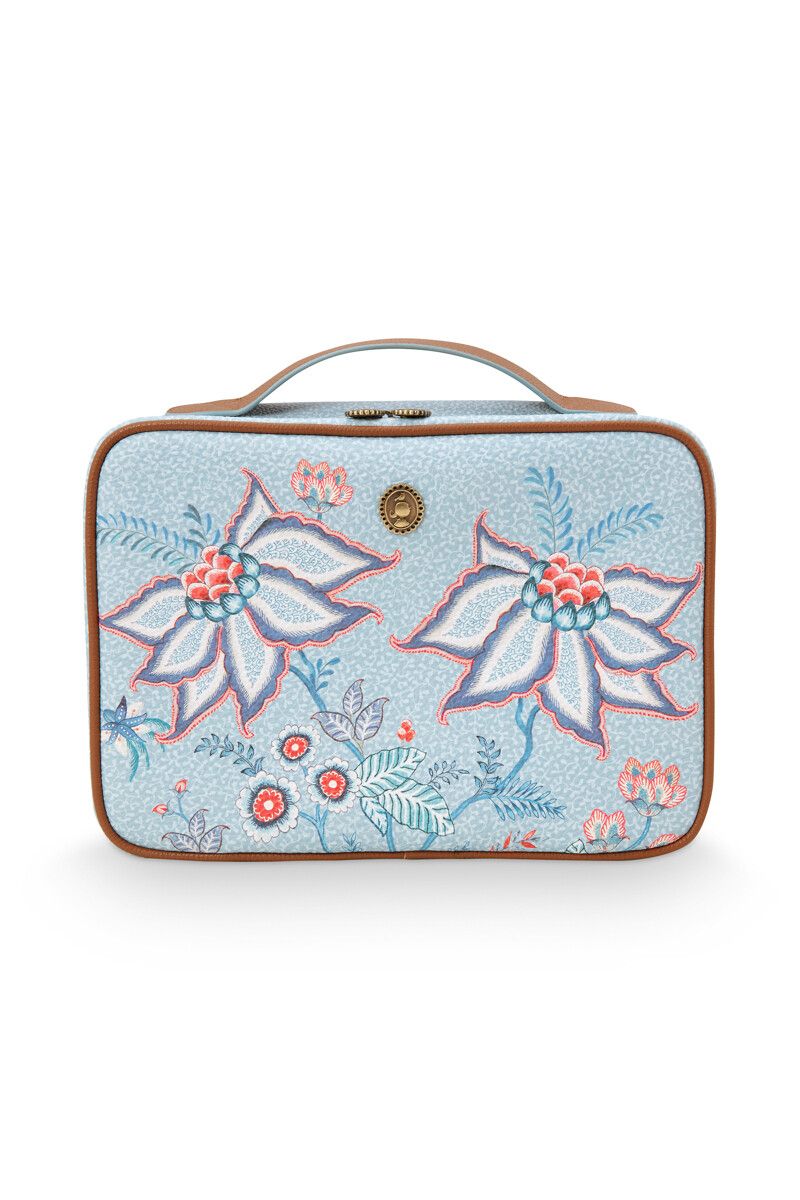 Beautycase Rechteckig Gross Flower Festival Hellblau