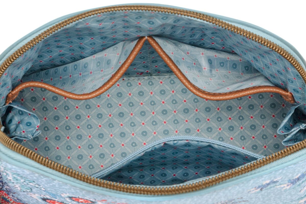 Cosmetic Bag Triangle Medium Flower Festival Light Blue