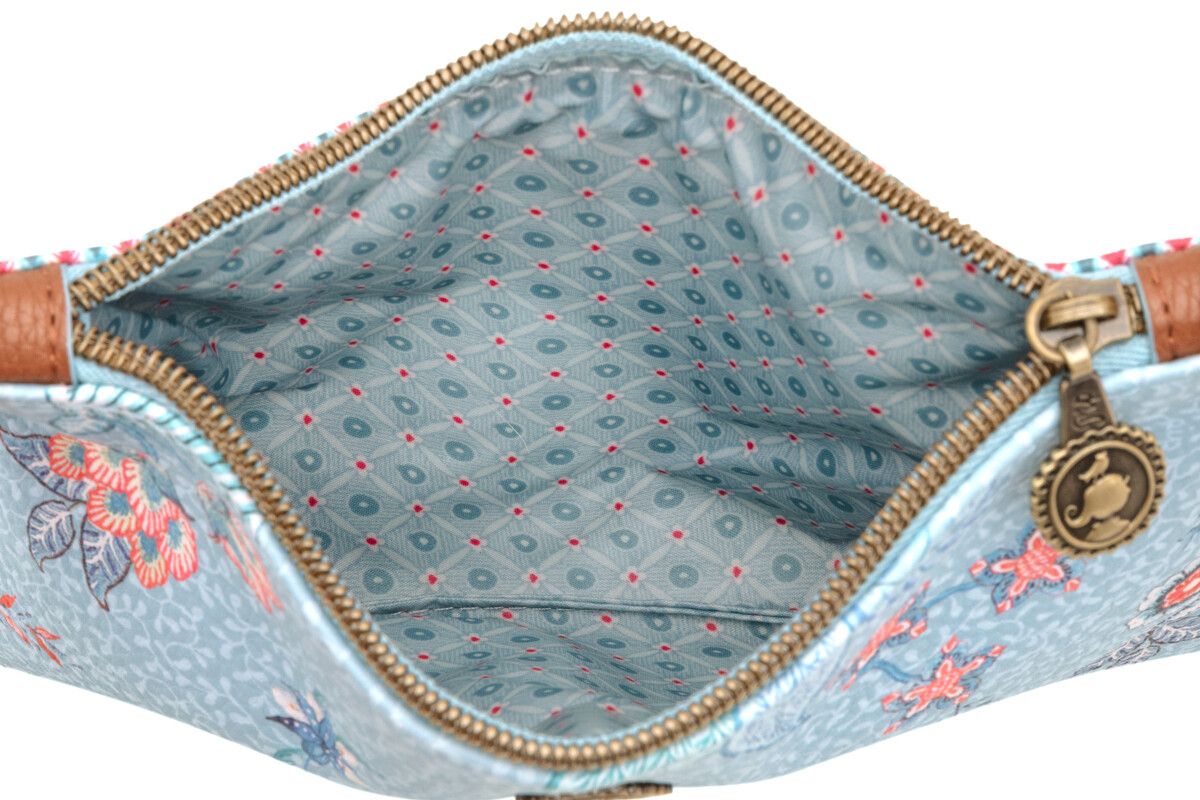 Cosmetic Pouch Small Flower Festival Light Blue/Scallop Red