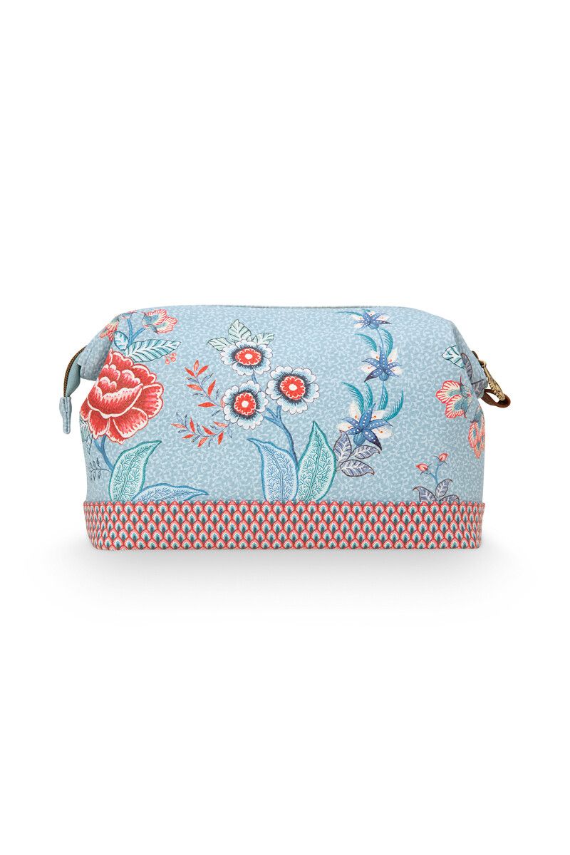 Cosmetic Purse Large Flower Festival Light Blue