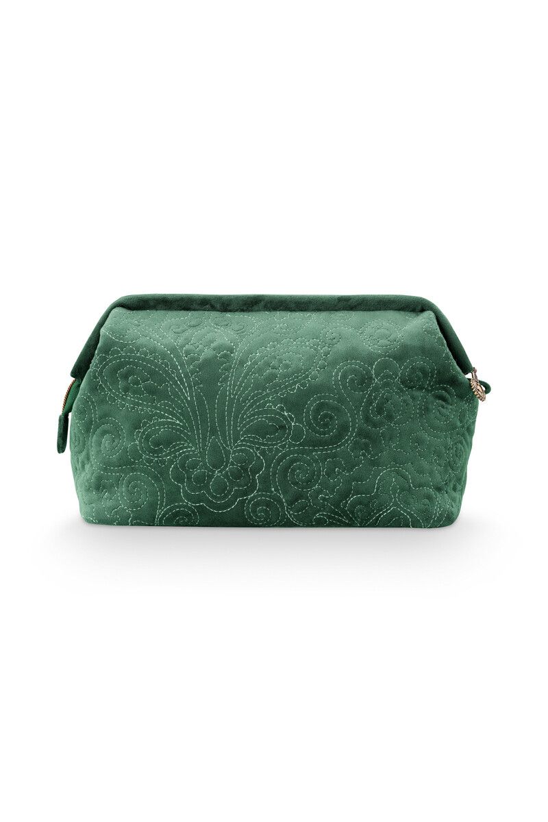 Cosmetic Purse Large Velvet Quiltey Days Green