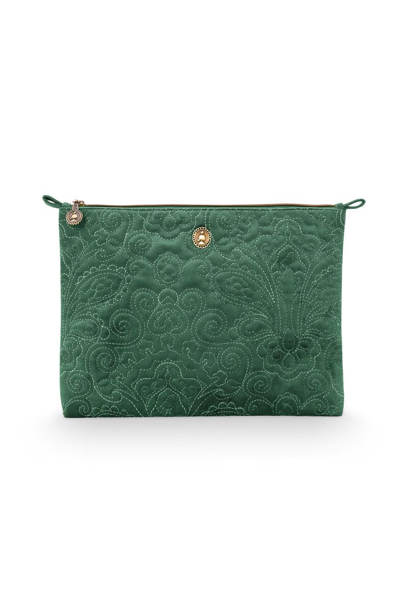 Cosmetic Pouch Large Quiltey Days Green