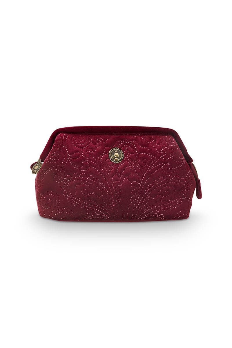 Cosmetic Purse Small Velvet Quiltey Days Red