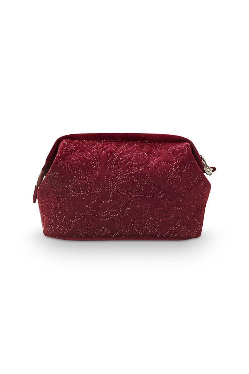 Cosmetic Purse Large Velvet Quiltey Days Red
