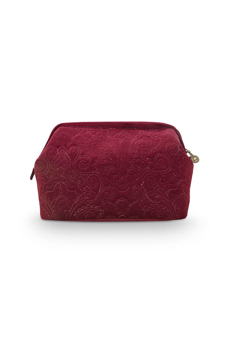 Cosmetic Purse Extra Large Velvet Quiltey Days Red