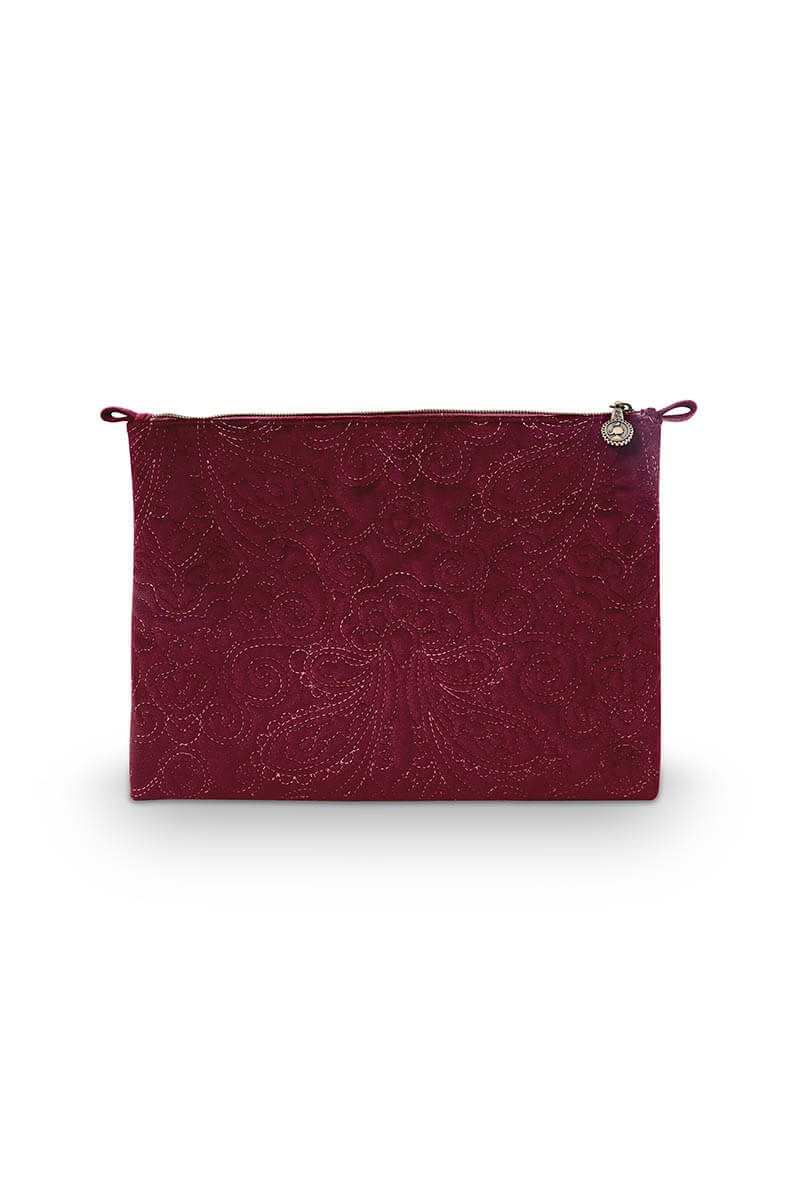 Cosmetic Flat Pouch Large Velvet Quiltey Days Red