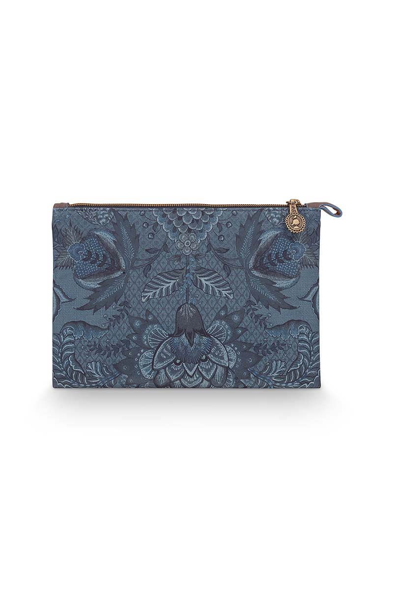 Cosmetic Flat Pouch Medium Kyoto Festival Blue