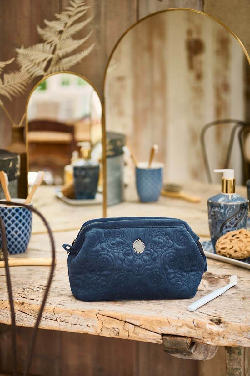 Kosmetiktasche Klein Samt Quiltey Days Blau