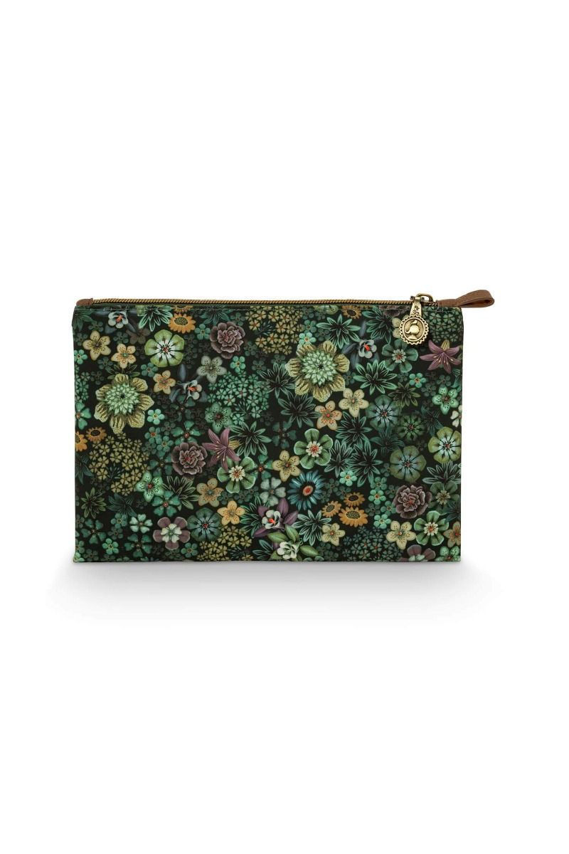 Cosmetic Flat Pouch Medium Tutti i Fiori Green