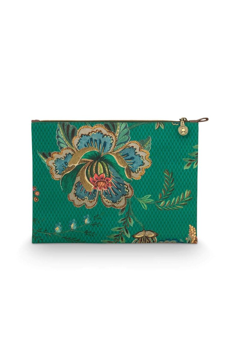 Cosmetic Flat Pouch Large Cece Fiore Green