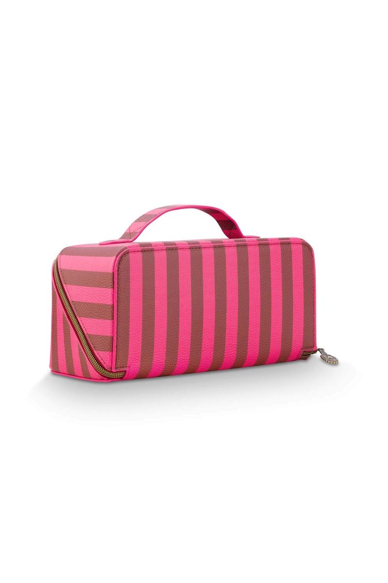 Necessaire Cyrille Mittelgroß Streifen Rosa