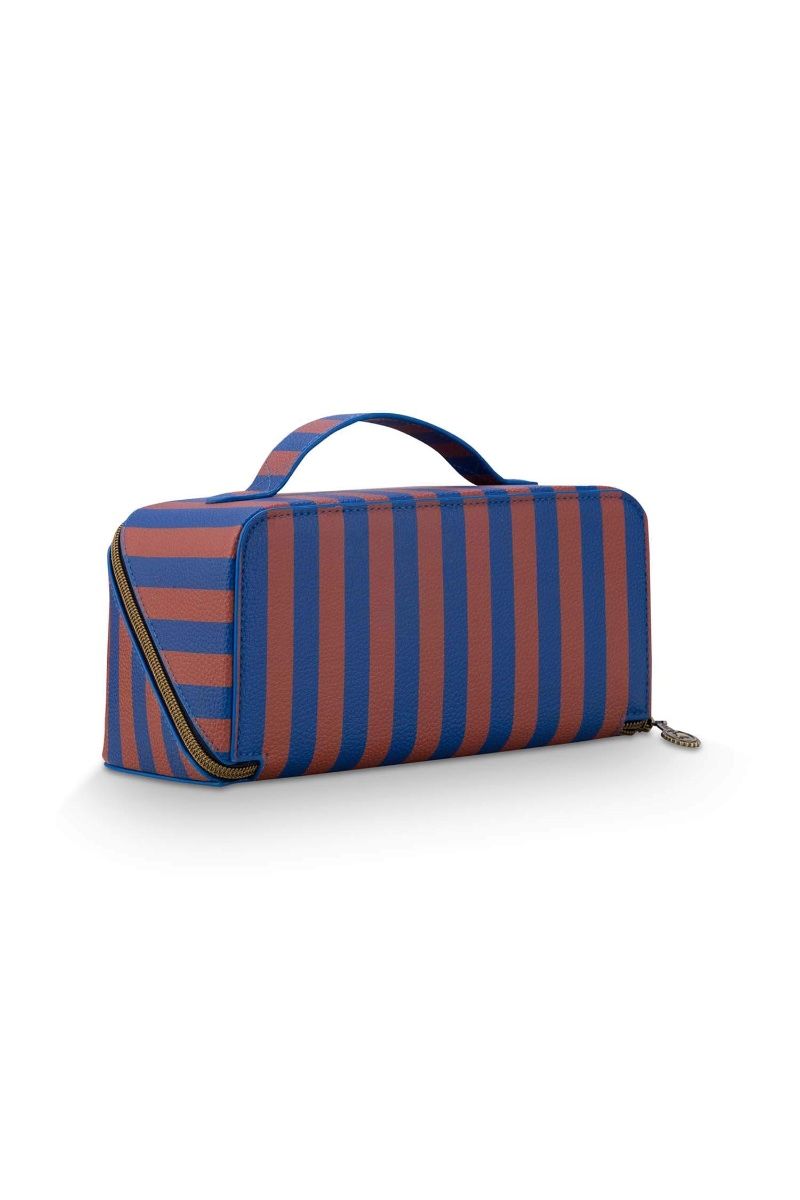 Necessaire Cyrille Mittelgroß Streifen Blau