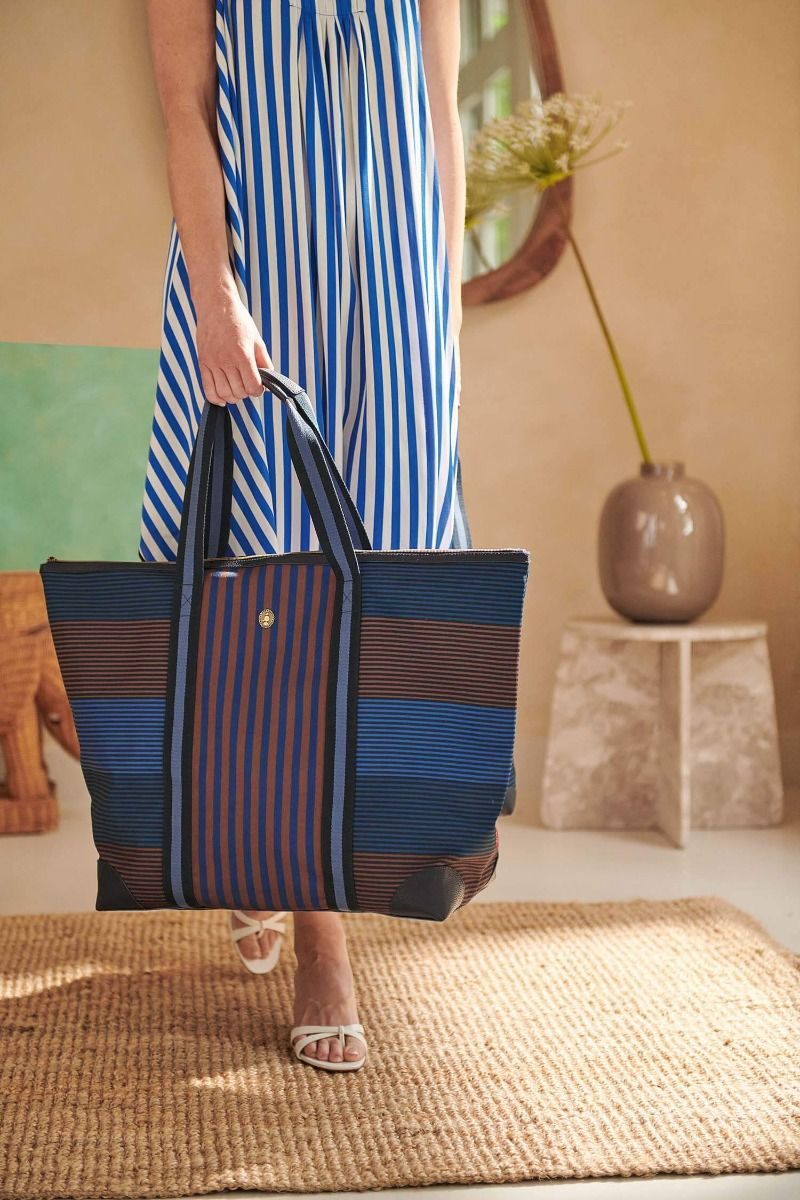 Tilda Tragetasche Gross Streifen Blau