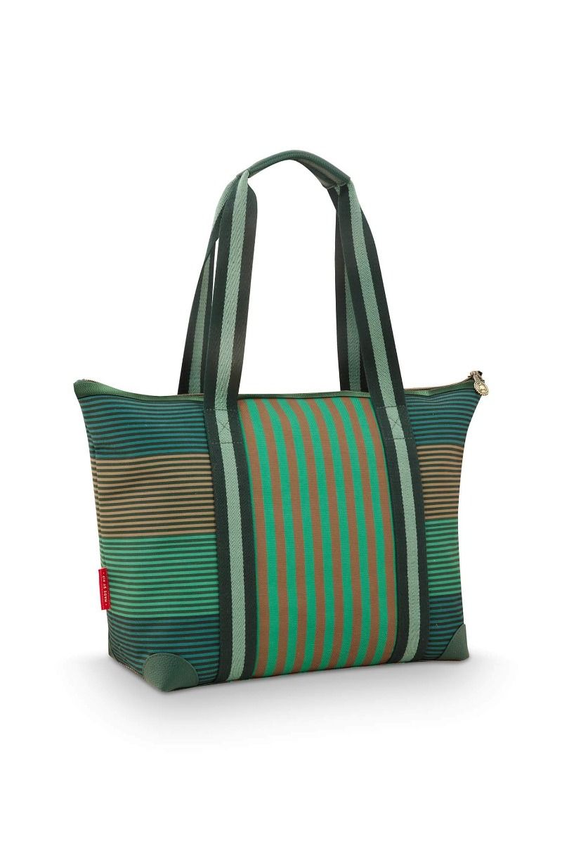 Tilda Tote Bag Medium Stripe Green