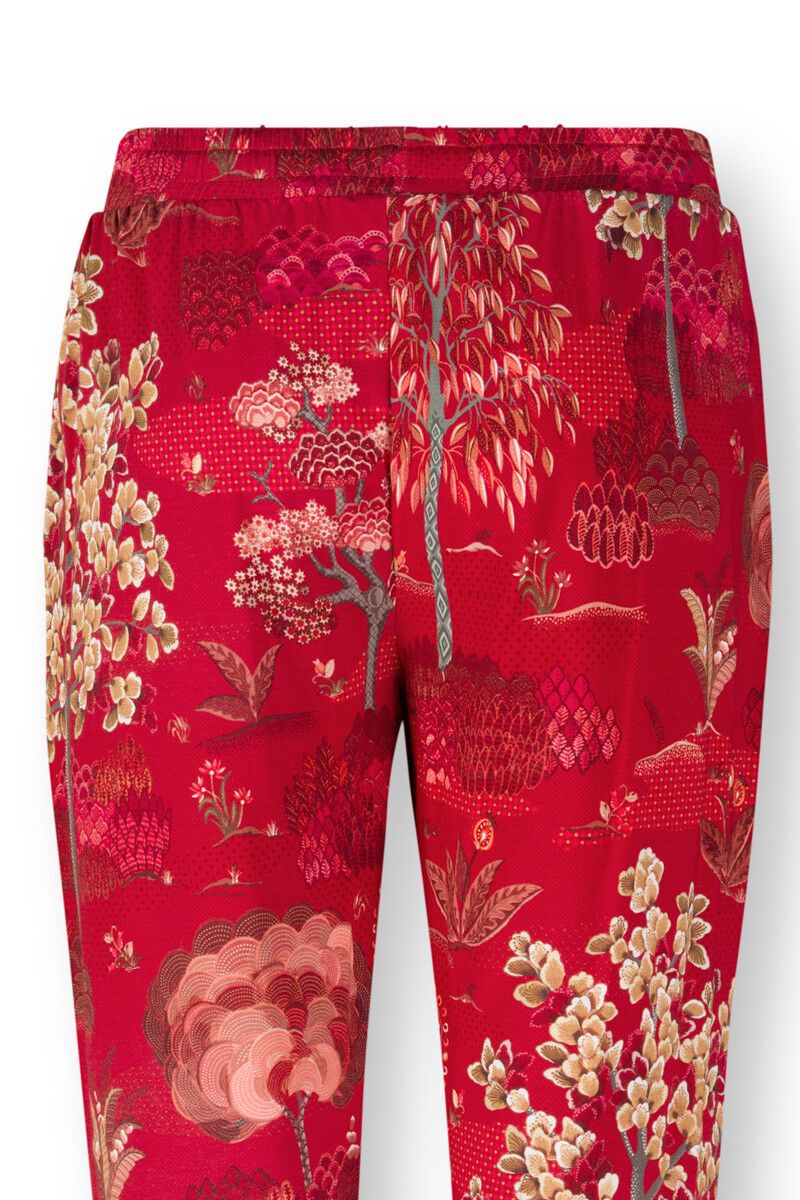 Trousers Long Japanese Garden Red