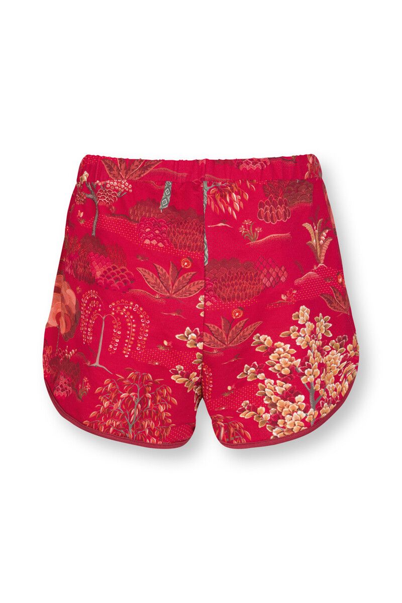 Trousers Short Japanese Garden Red