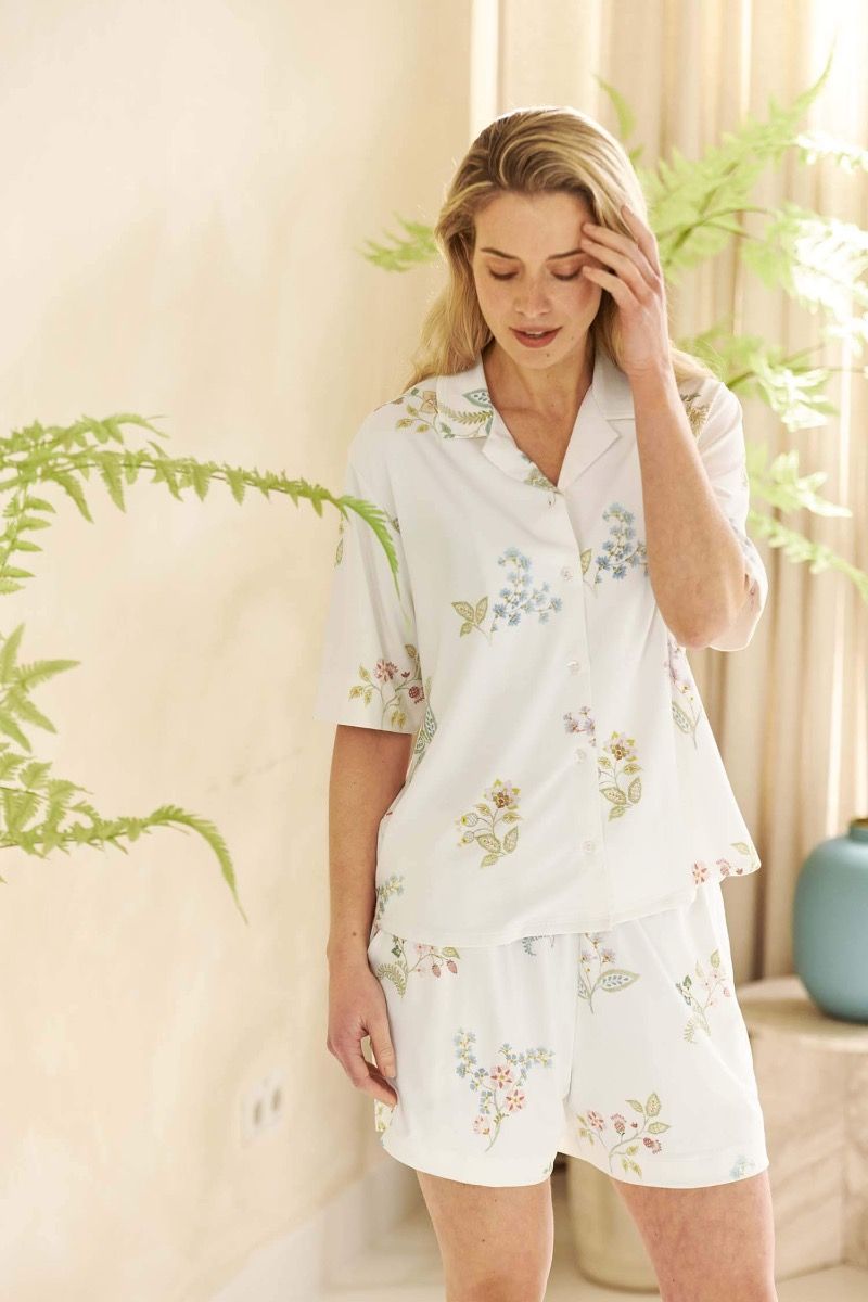 Flora Top Short Sleeve Blossom Chique White