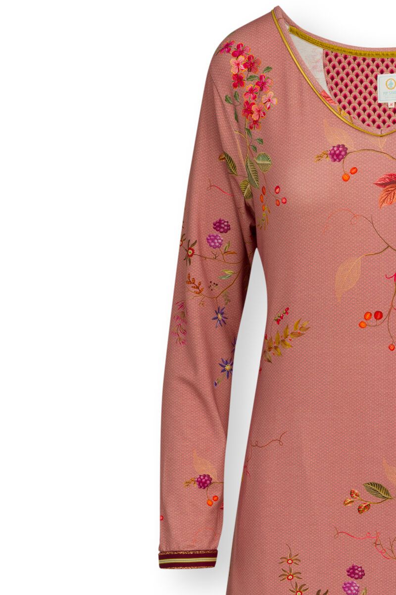 Nachthemd Lange Mouw Kawai Flower Roze