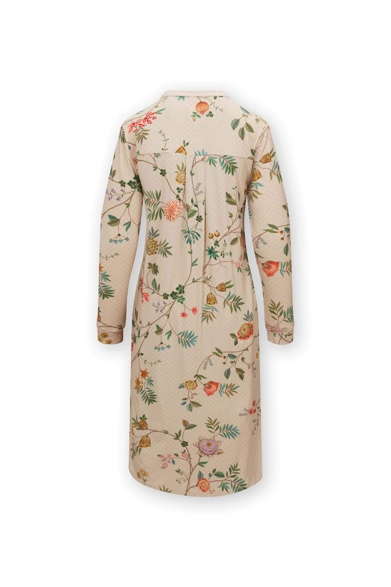 Nightdress Buttons Long Sleeve La Dolce Vita Sand
