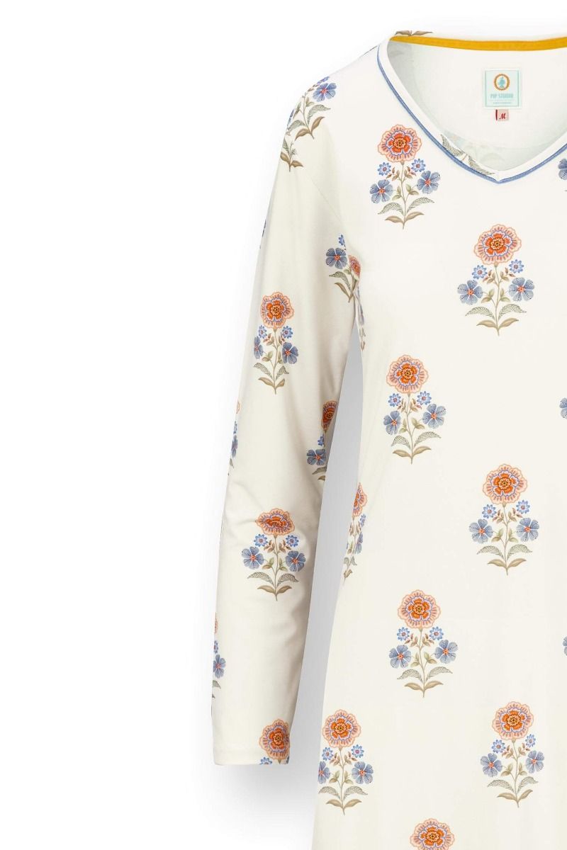 Dana Long Sleeve Nightdress Tanaka White
