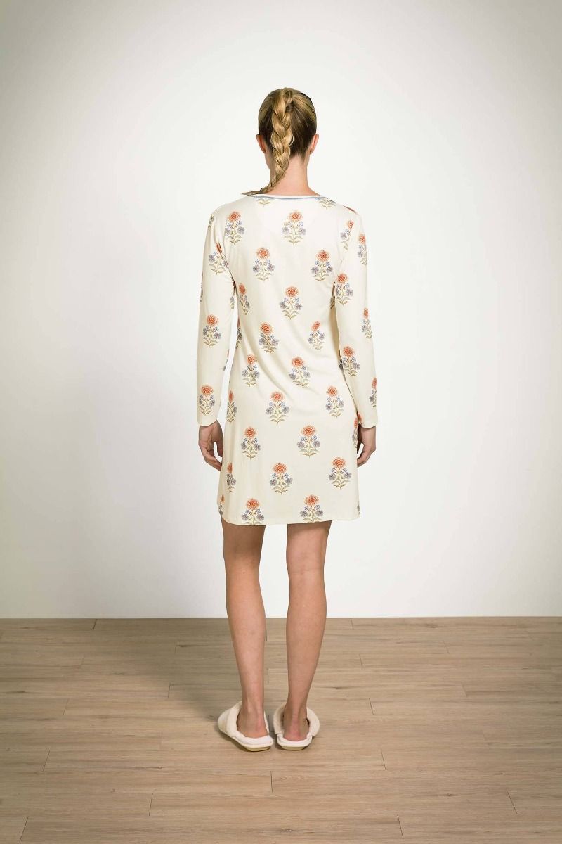 Dana Long Sleeve Nightdress Tanaka White