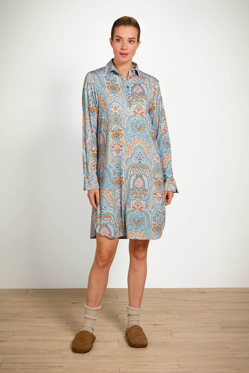 Daaltje Long Sleeve Nightdress Jabali Blue