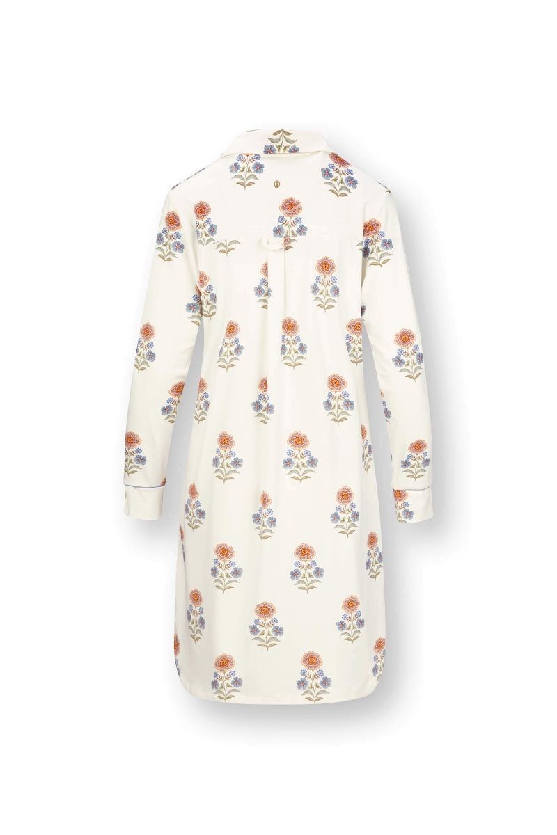 Daaltje Long Sleeve Nightdress Tanaka White