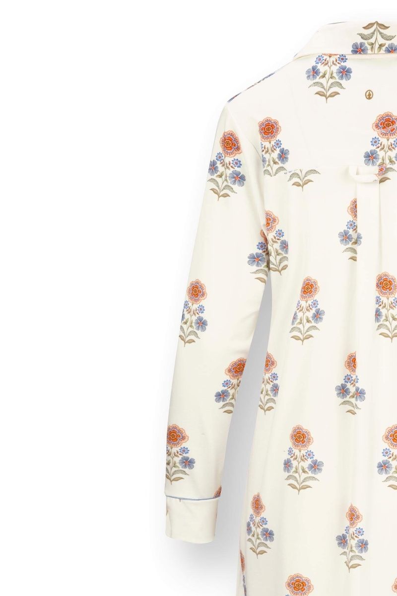 Daaltje Long Sleeve Nightdress Tanaka White