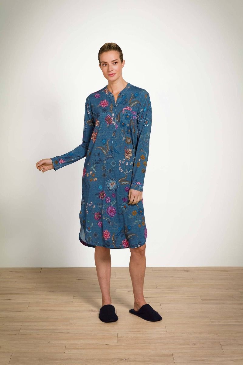Diogo Long Sleeve Nightdress Coco Flower Blue