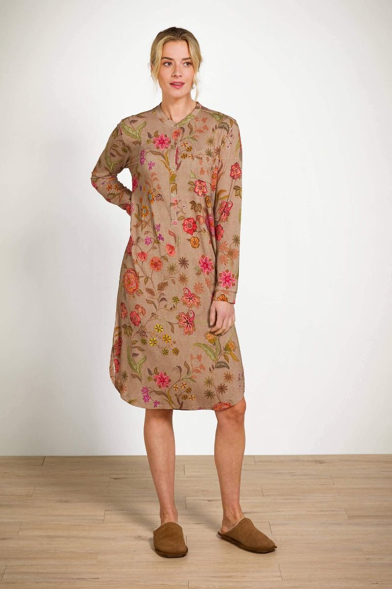 Diogo Long Sleeve Nightdress Coco Flower Sand