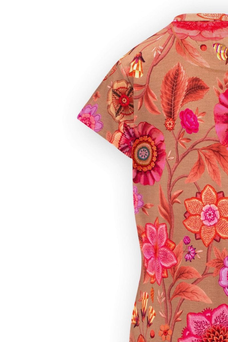 Nachthemd Korte Mouw Knopen Viva las Flores Roze