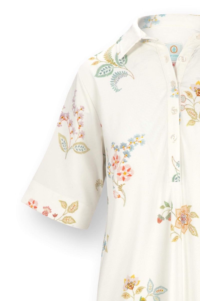 Dewi Nachthemd Korte Mouw Blossom Chique Wit