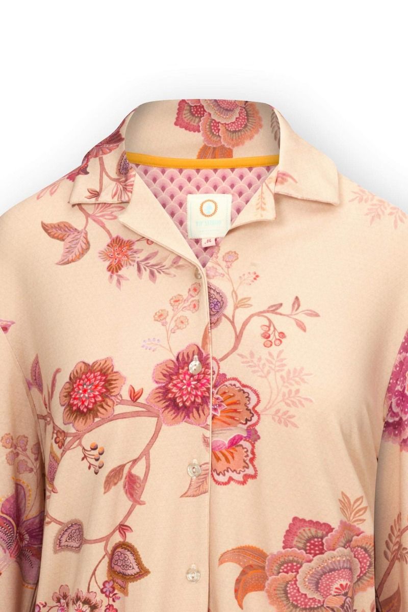 Top Lange Ärmel Cece Fiore Weiß Rosa