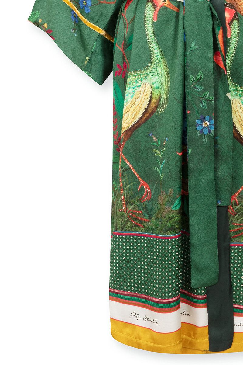 Kimono Birds in Love Groen