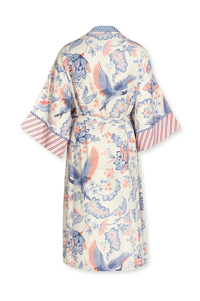 Kimono Royal Birds Gebroken Wit Plus Size