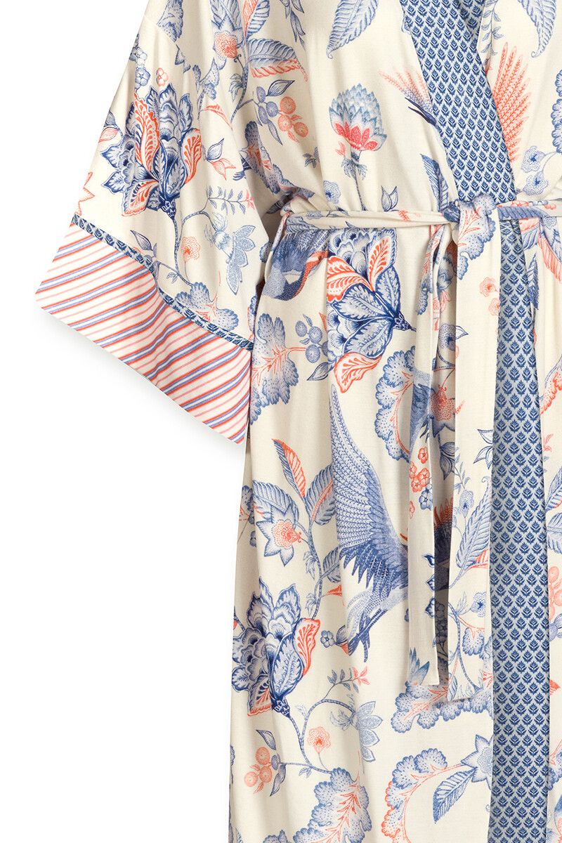 Kimono Royal Birds Gebroken Wit Plus Size