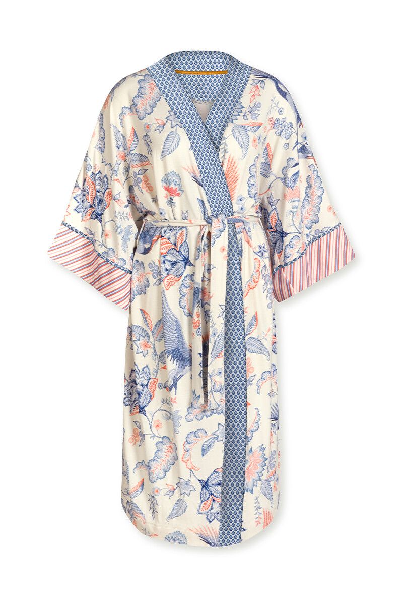 Kimono Royal Birds Off White Plus Size