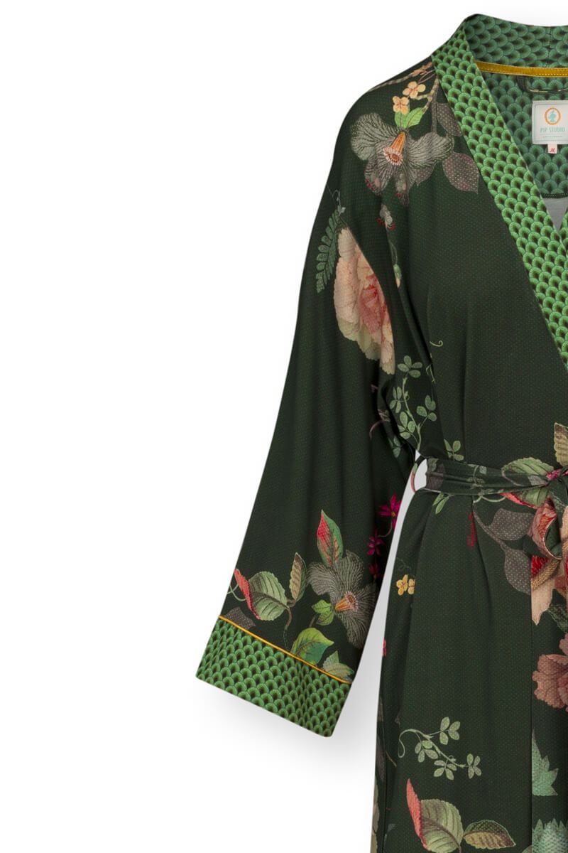 Kimono Tokyo Bouquet Donkergroen