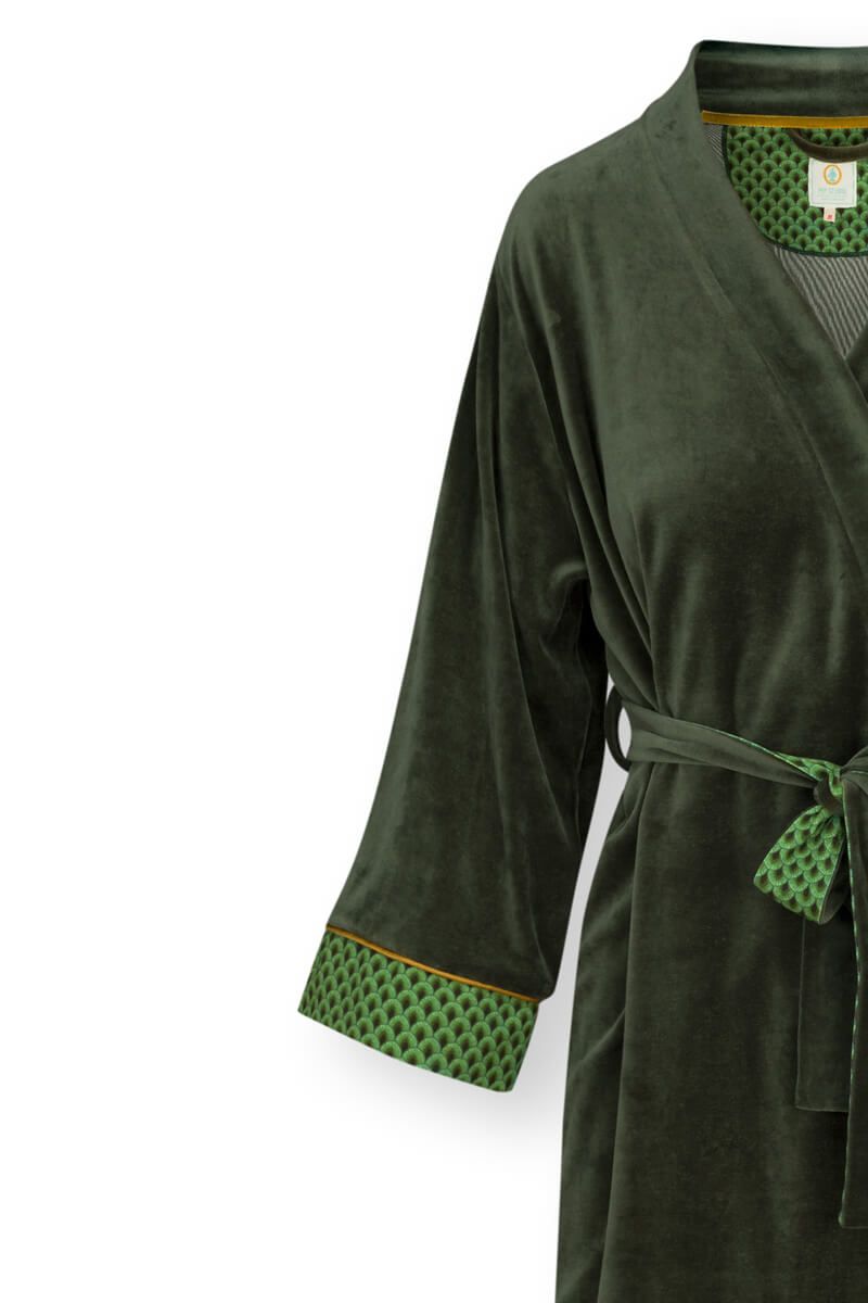 Kimono Solid Velvet Groen