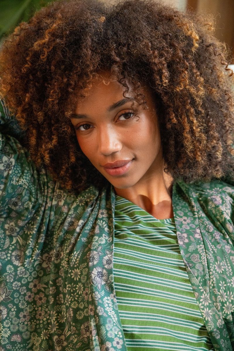 Trice Top Langen Ärmeln Kente Stripe Grün 