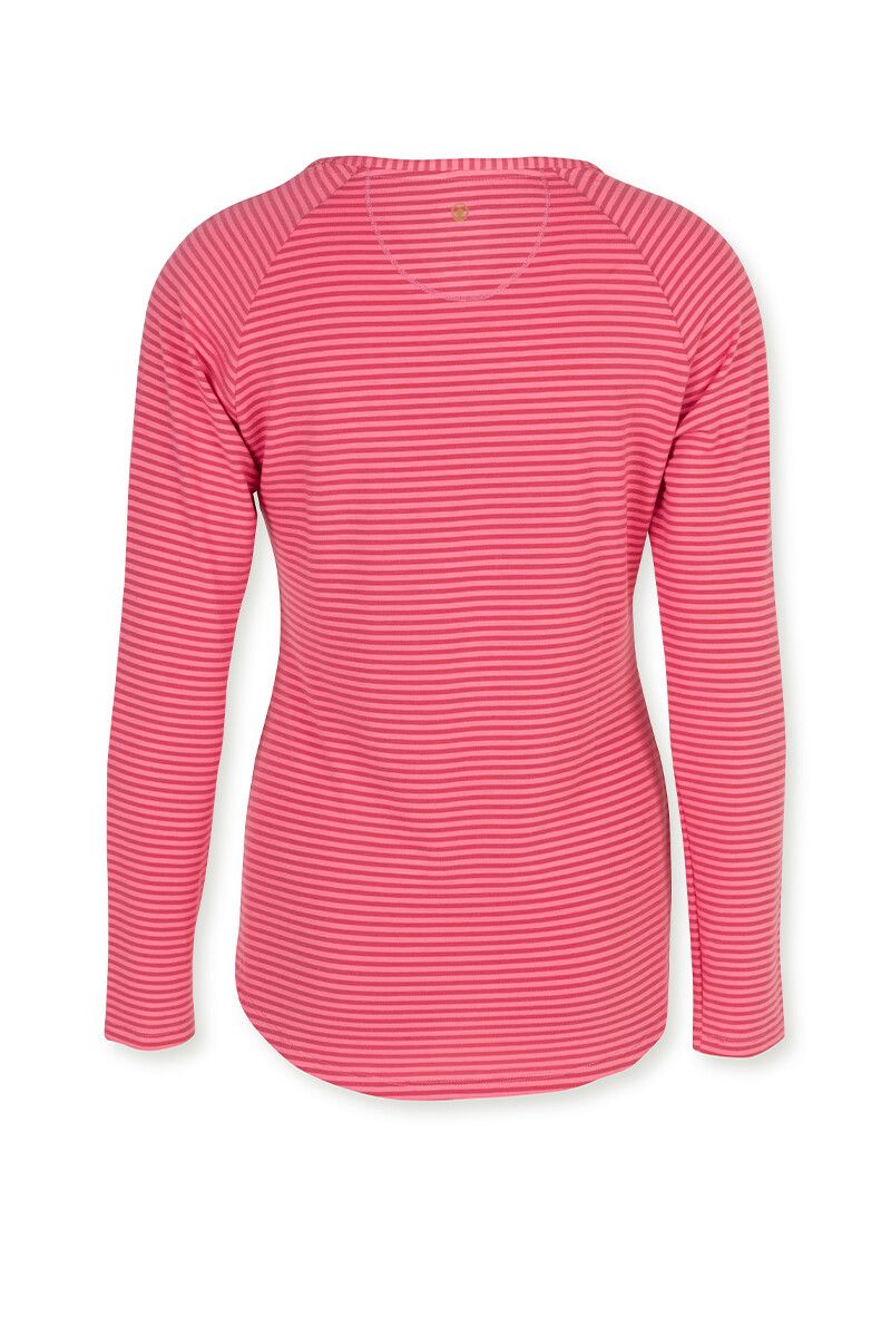 Top Lange Mouw Tonal Stripe Rood