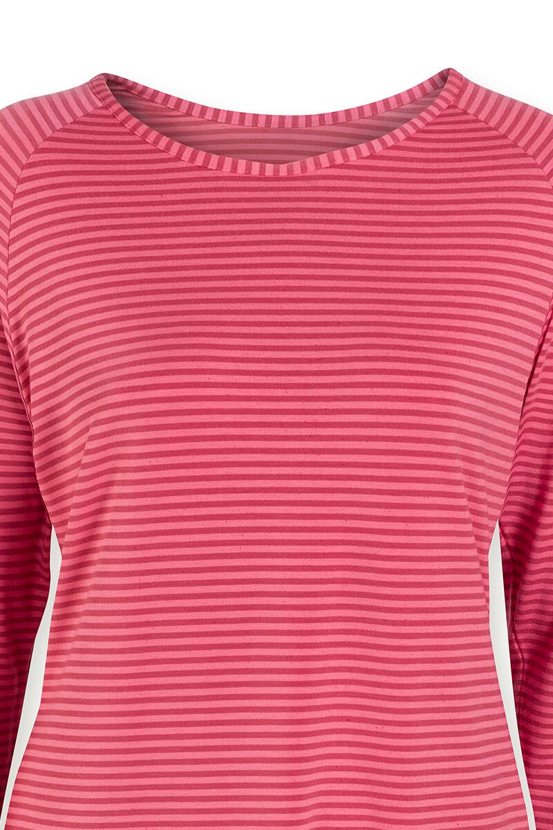 Top Lange Mouw Tonal Stripe Rood