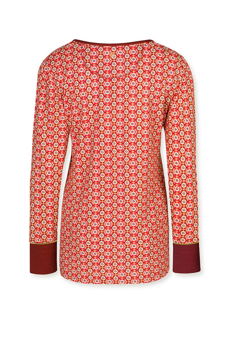 Top Lange Mouw Star Flower Rood